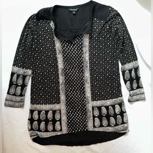 Lucky Brand 3/4 Sleeve Black Shirt Size XS